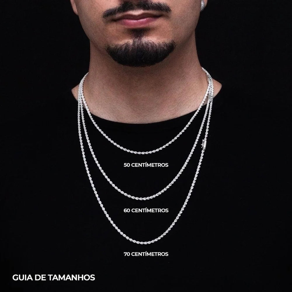 GUIA DE TAMANHOS CORRENTES MASCULINAS - PRATA 925