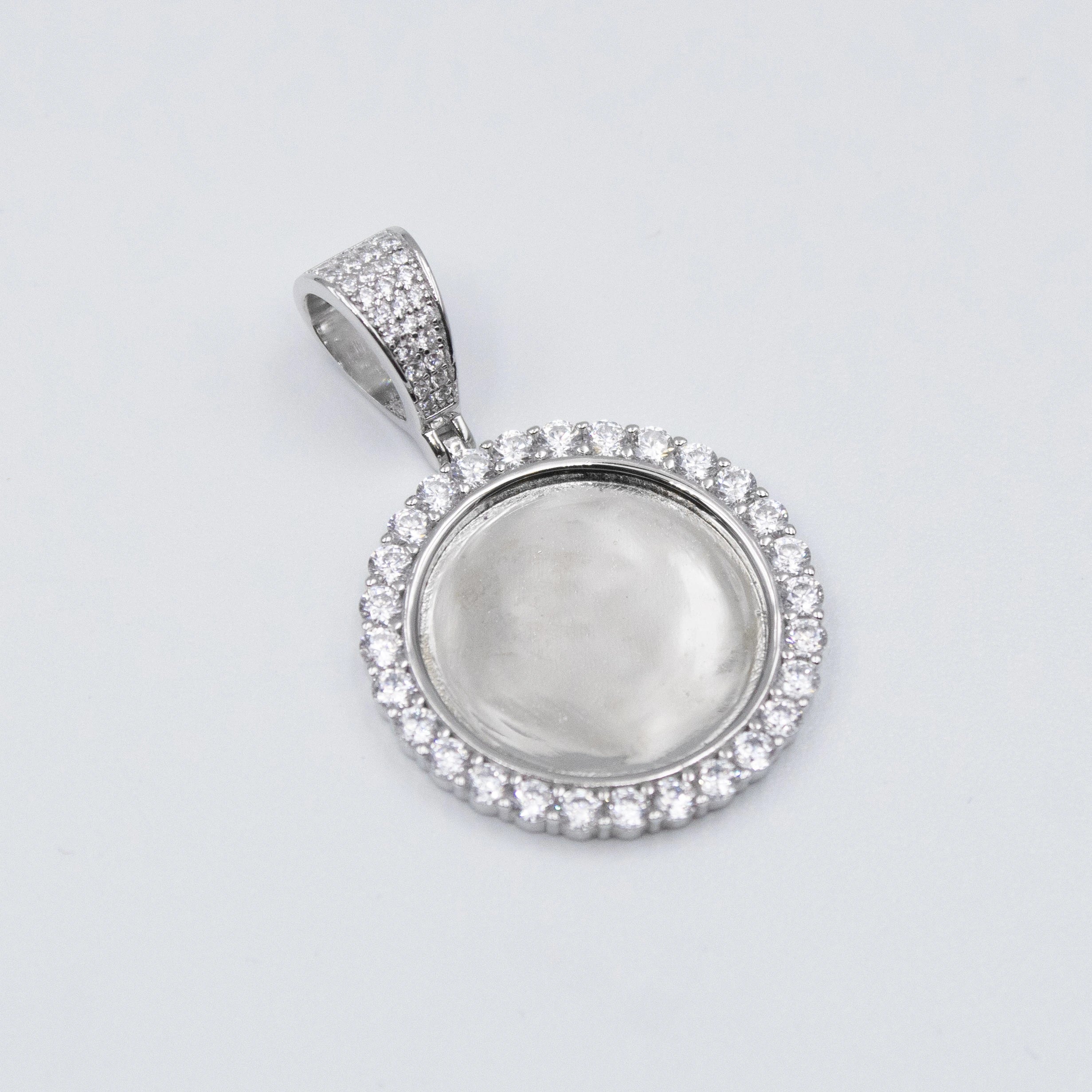 Pingente Round Cravejado em prata 925