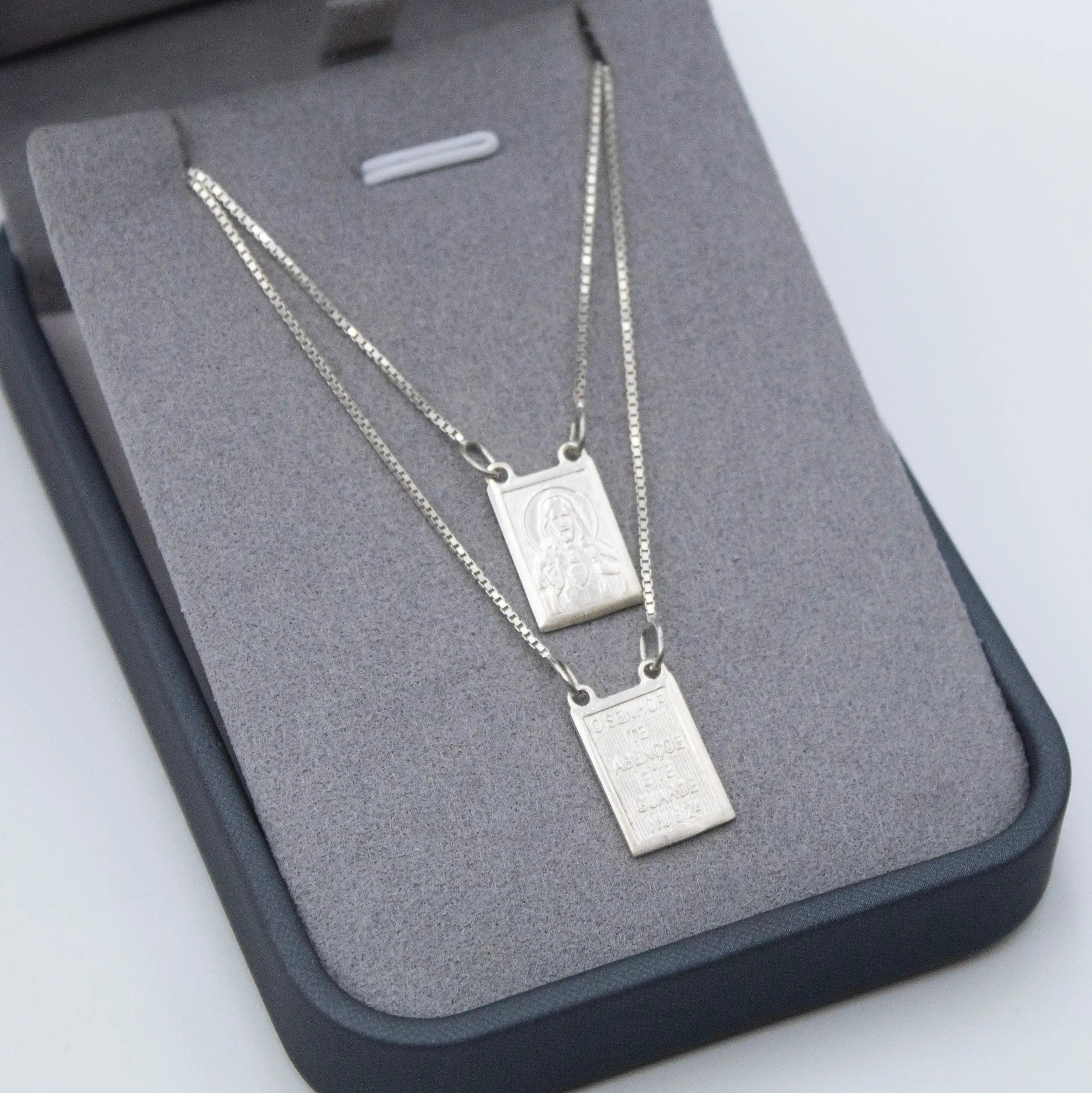 Escapulário Jesus e Maria - O senhor te abençoe e te guarde - prata 925