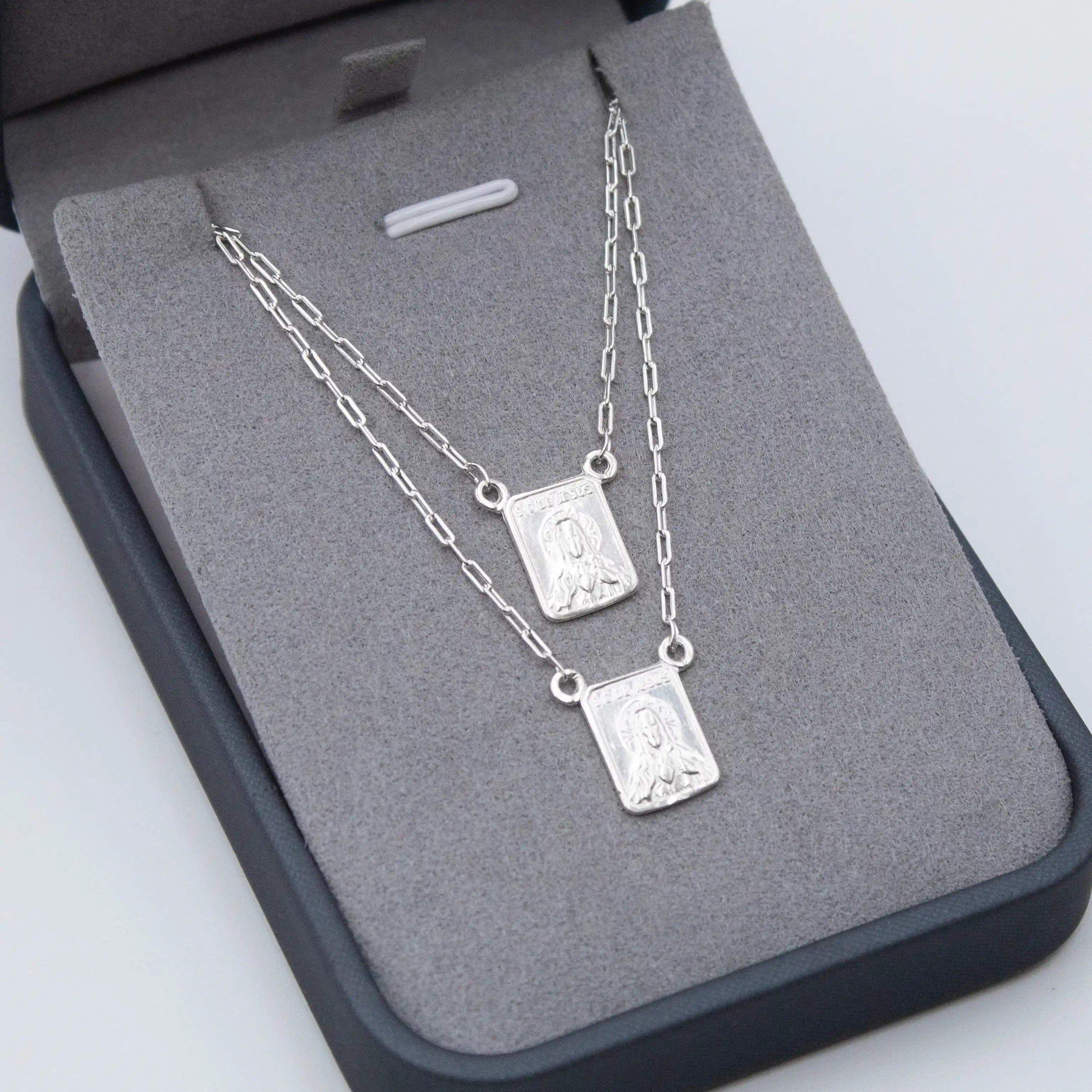 Escapulário Jesus e Nossa Sra. Carmo em Prata 925