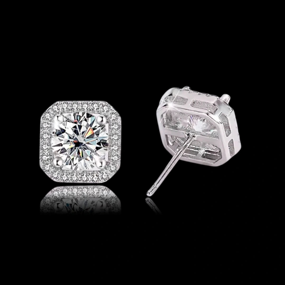 Brincos Moissanite 8mm 1ct par Prata 925