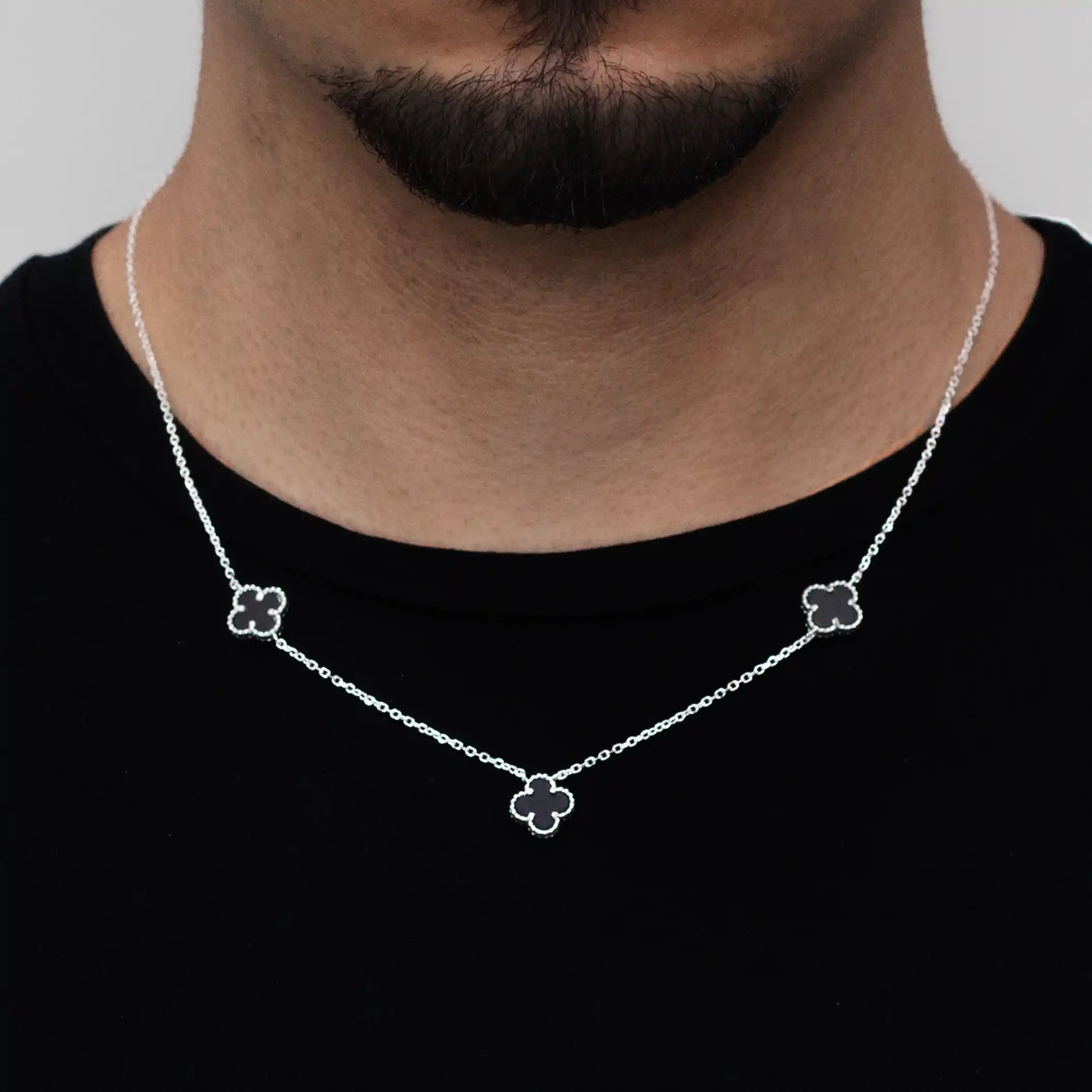 corrente de prata masculina - trevo - prata 925