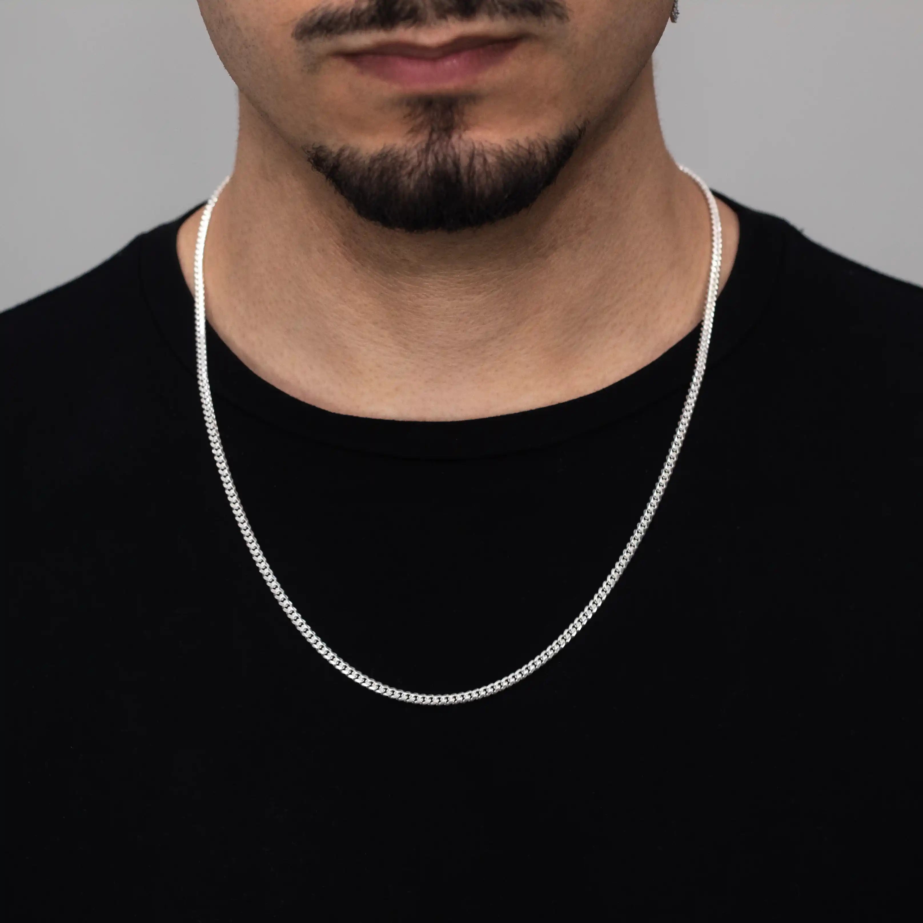 corrente de prata masculina - cubana 60cm - prata 925