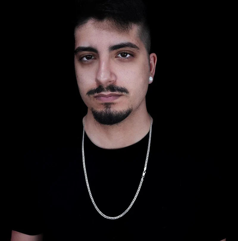 corrente de prata masculina - grumet escama 4mm 70cm - prata 925