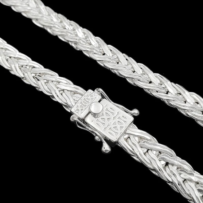 corrente de prata masculina - palmeira 8mm 60cm - prata 925