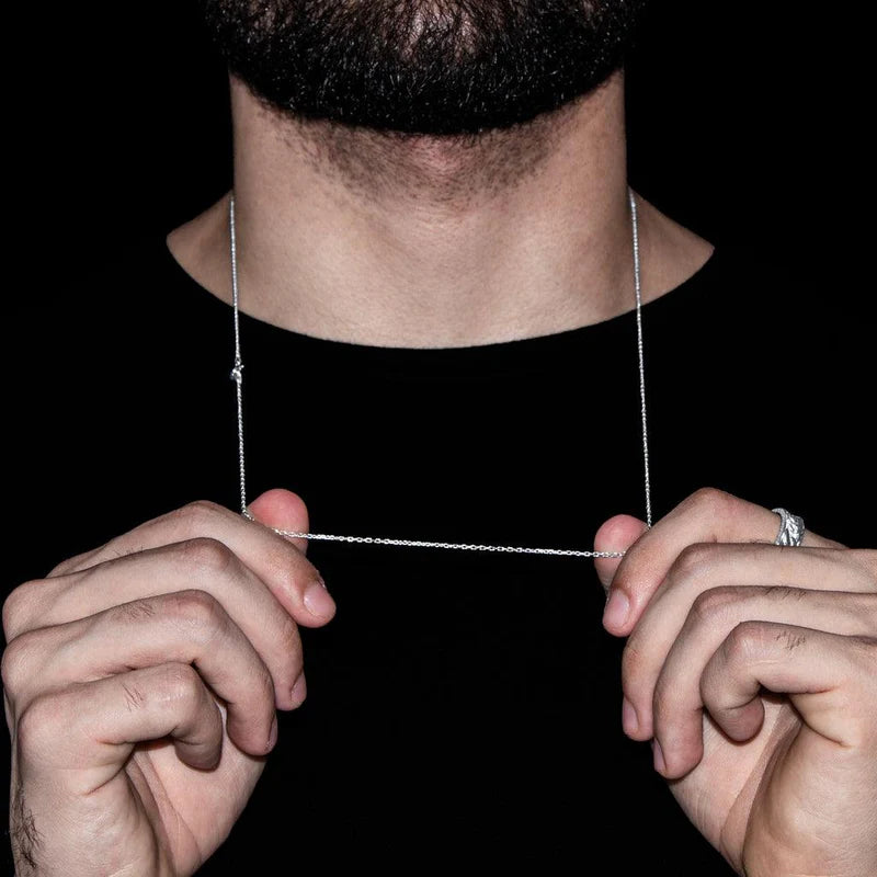corrente de prata masculina - cartier cadeado 1mm 70cm - prata 925