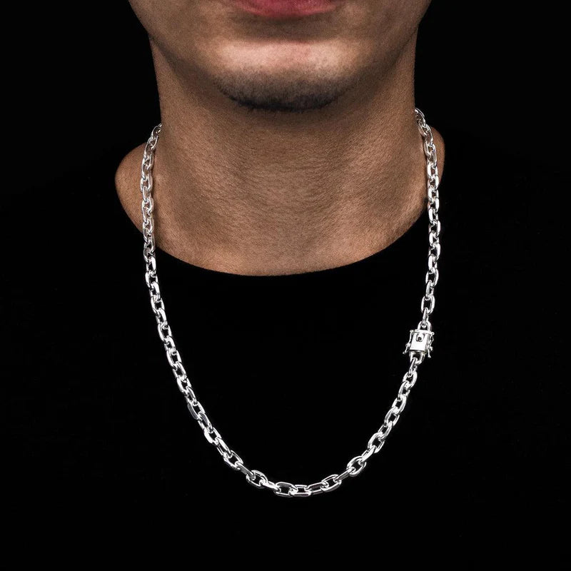 corrente de prata masculina - cartier cadeado 7mm 60cm - prata 925