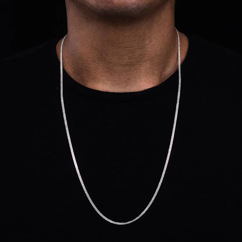 corrente de prata masculina - grumet duplo 3mm 70cm - prata 925