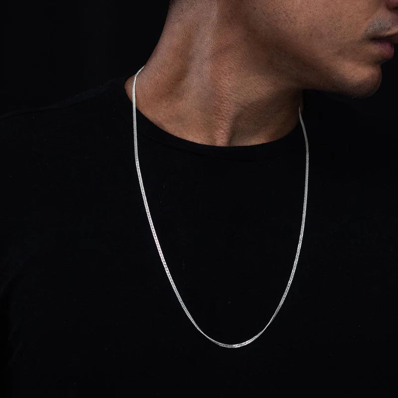 corrente de prata masculina - grumet duplo 3mm 70cm - prata 925