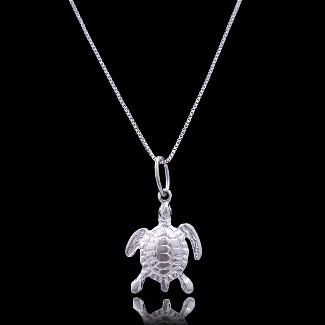 Conjunto Turtle - Corrente 1mm 45cm com pingente Turtle Prata 925