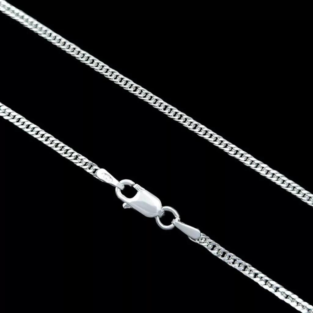 corrente de prata masculina - grumet duplo 2mm 60cm - prata 925