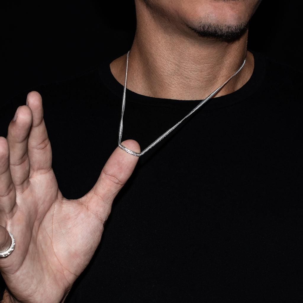 CORRENTE GRUMET DUPLA (3mm) - 70cm - 12g - Prata 925 - Rei Pratas Jewelry