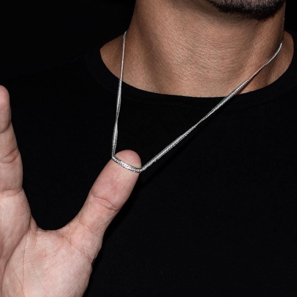 CORRENTE GRUMET DUPLA (3mm) - 70cm - 12g - Prata 925 - Rei Pratas Jewelry