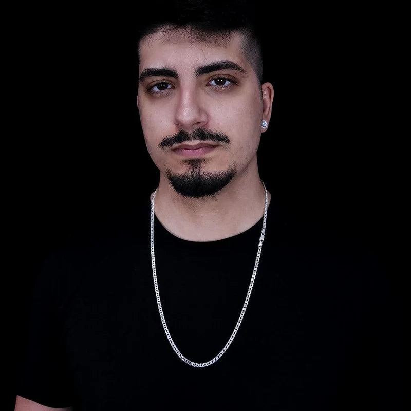 corrente de prata masculina - grumet duplo 4mm 70cm - prata 925