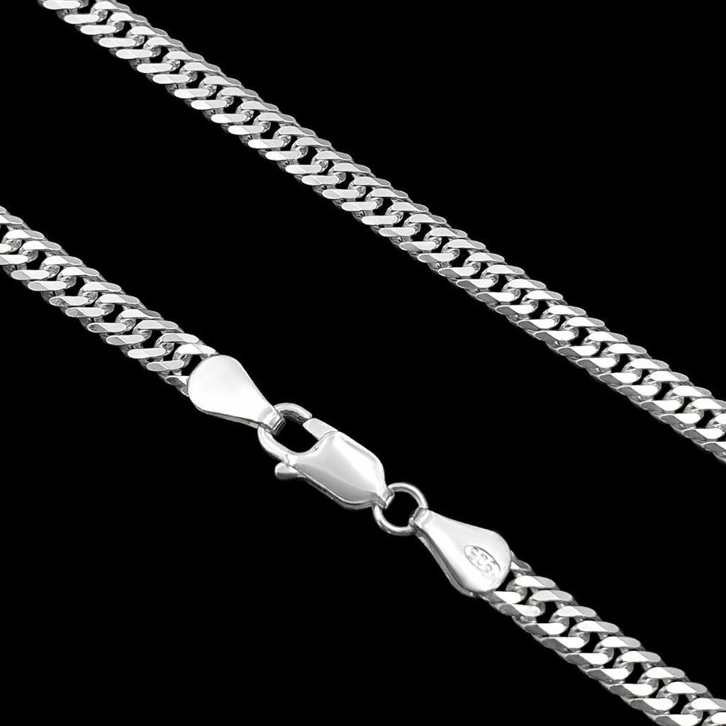 corrente masculina de prata grumet duplo de 4 milímetros e 70 centímetros foto steel