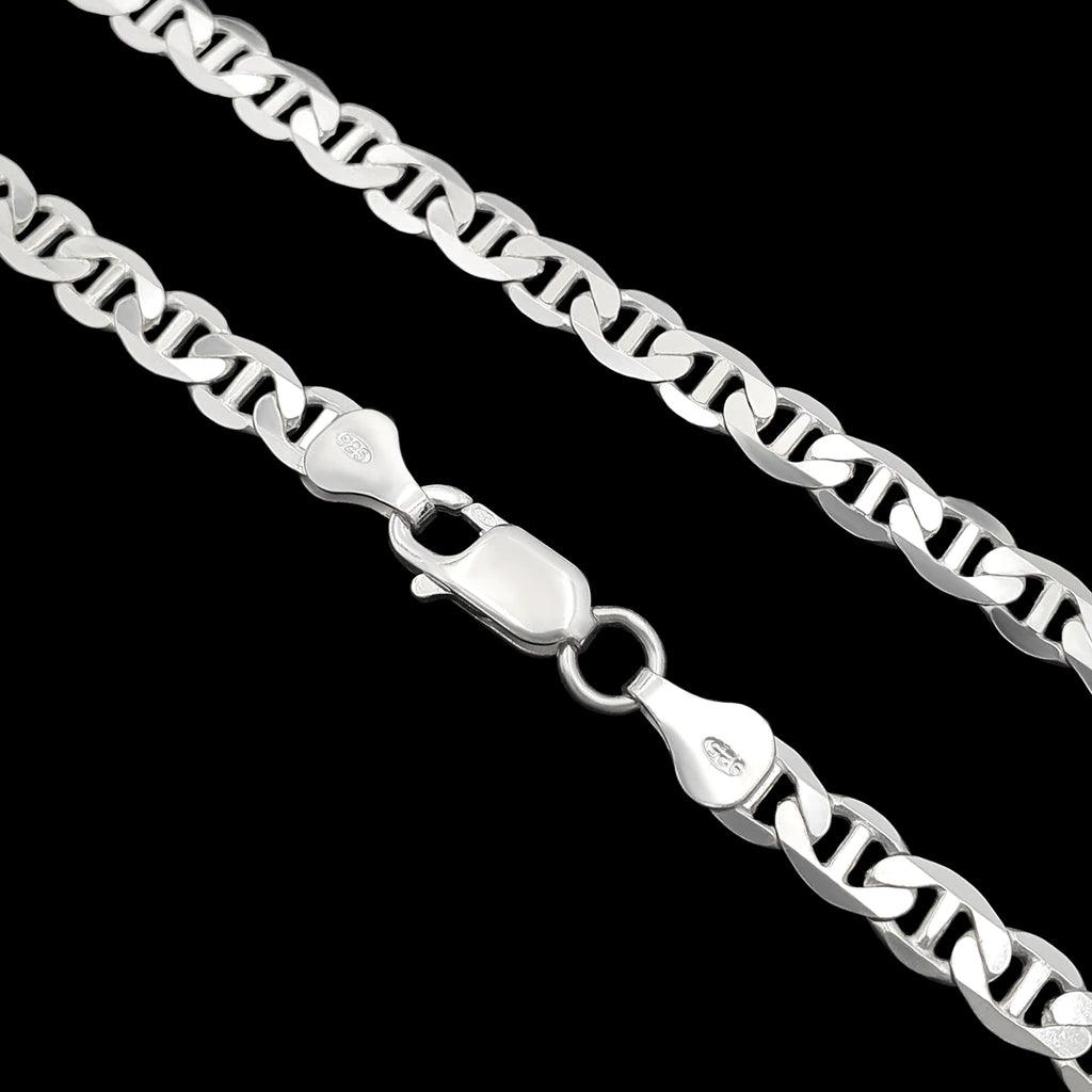 corrente de prata masculina - mariner gucci tampa de lata - prata 925