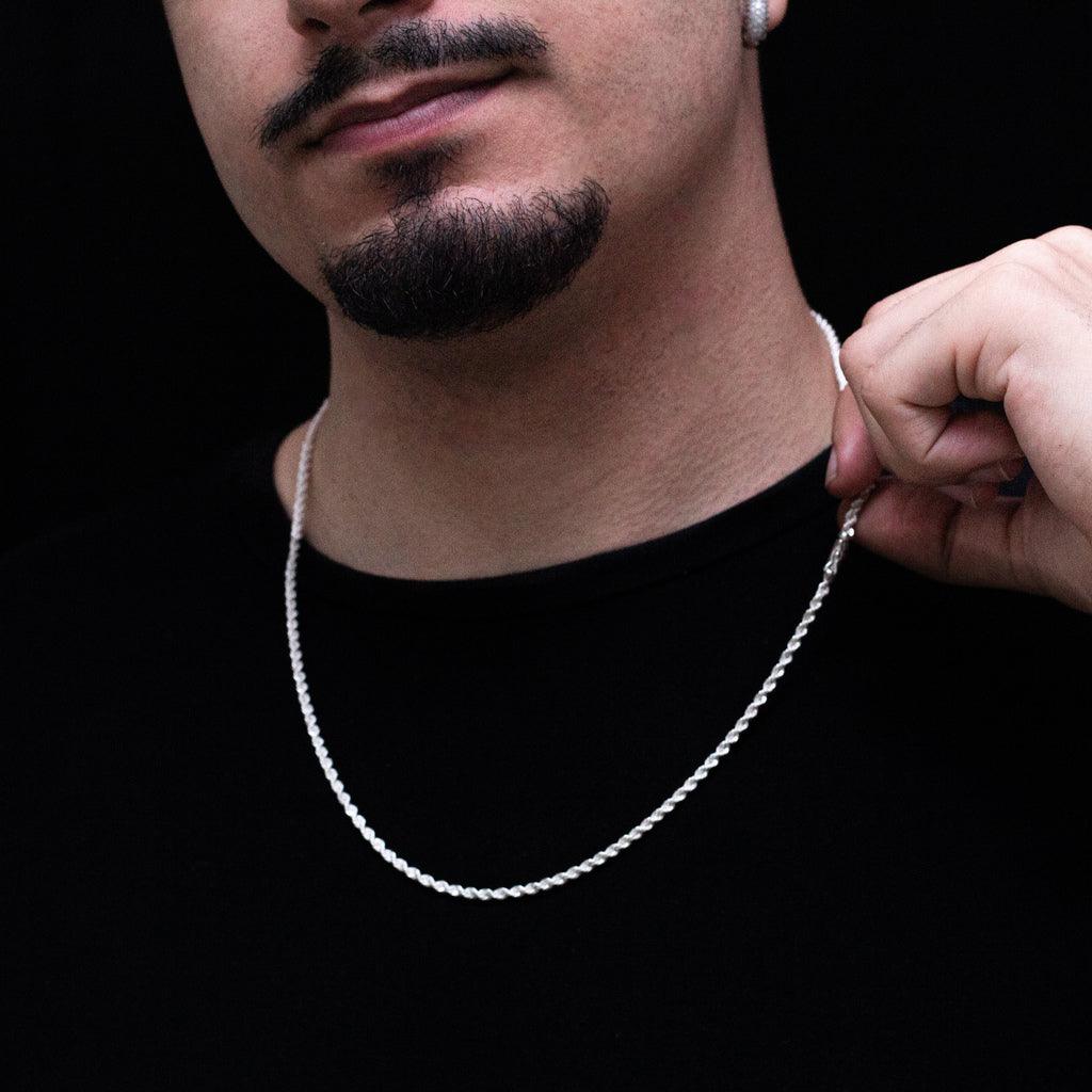 corrente de prata masculina - elo baiano 60cm - prata 925