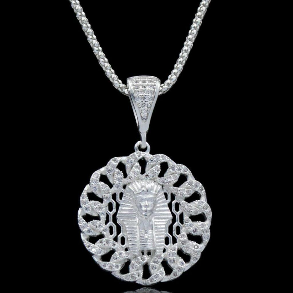 Corrente Sphere (2mm) 60cm - Pingente Faraó - Prata 925 - Rei Pratas Jewelry