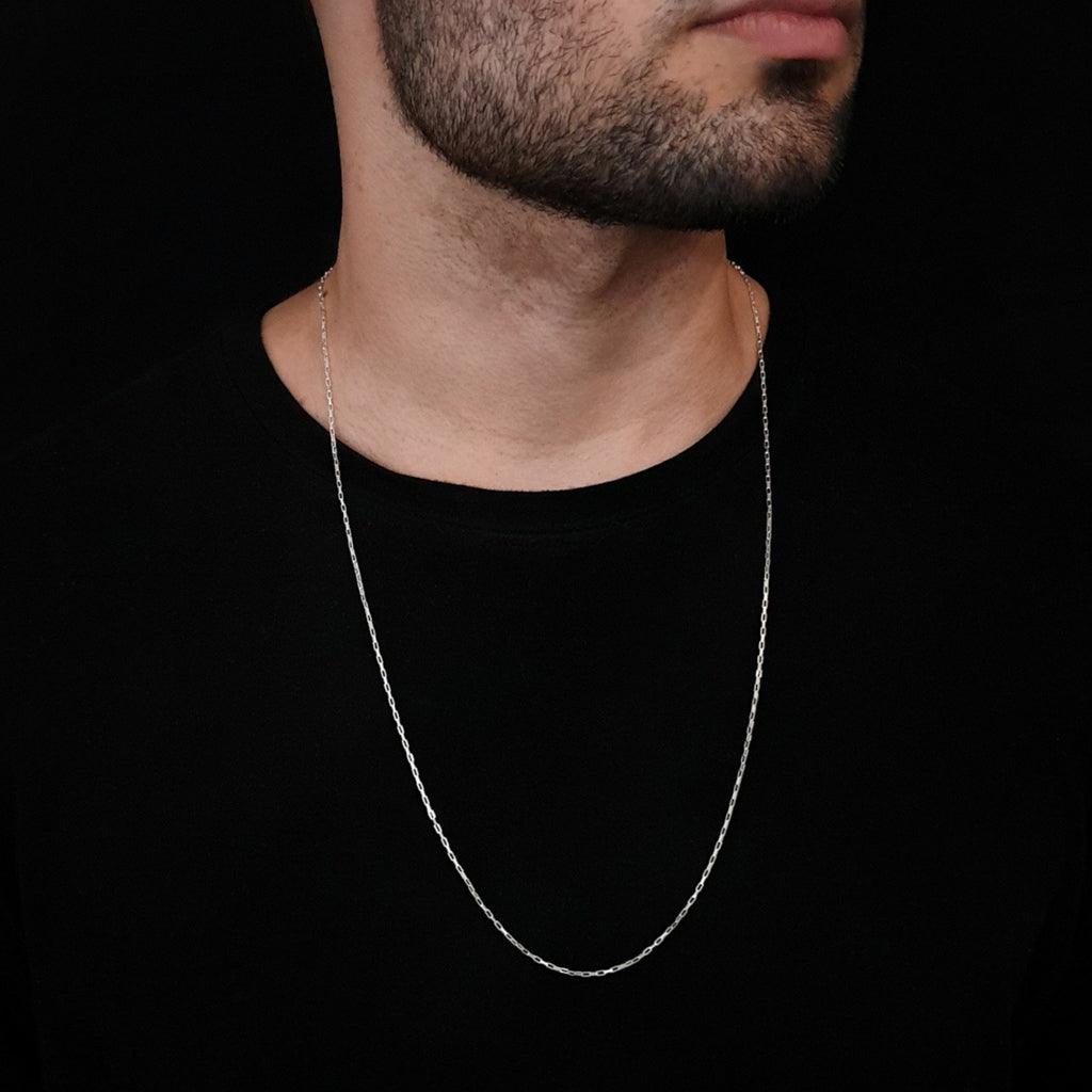 CORRENTE TIJOLINHO (1mm) - 70cm - Prata 925 - Rei Pratas Jewelry