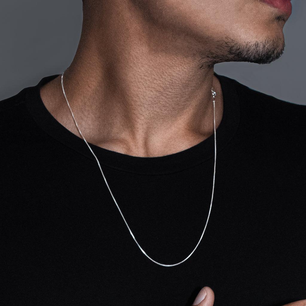corrente de prata masculina - veneziana 1mm 60cm - prata 925