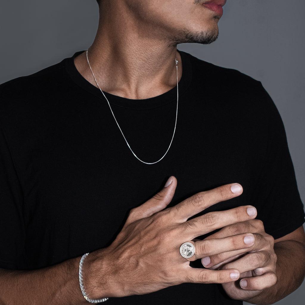 corrente de prata masculina - veneziana 1mm 60cm - prata 925