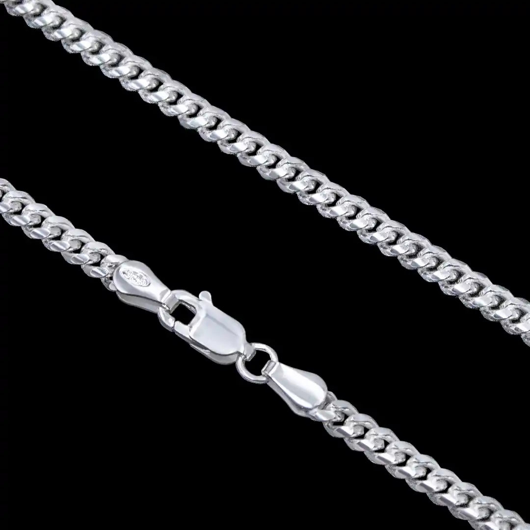corrente de prata masculina - cubana 60cm - prata 925