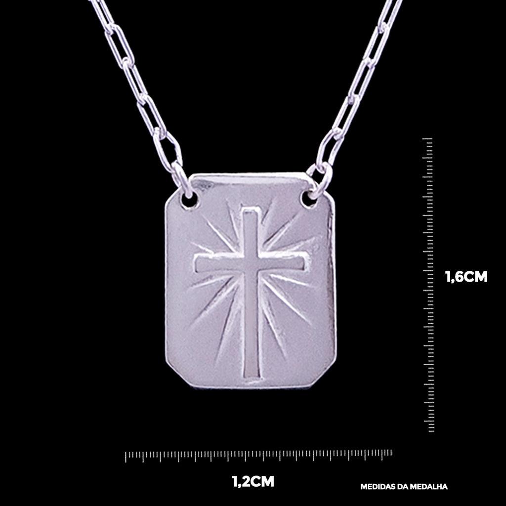 ESCAPULÁRIO ESPIRITO SANTO (1,2mm)- 70cm - 1,6cm X 1,2cm - Prata 925 - Rei Pratas Jewelry