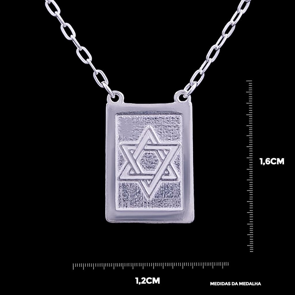 ESCAPULÁRIO ESTRELA DAVID SALMOS (1,2mm)- 70cm - 1,6cm X 1,2cm - Prata 925 - Rei Pratas Jewelry