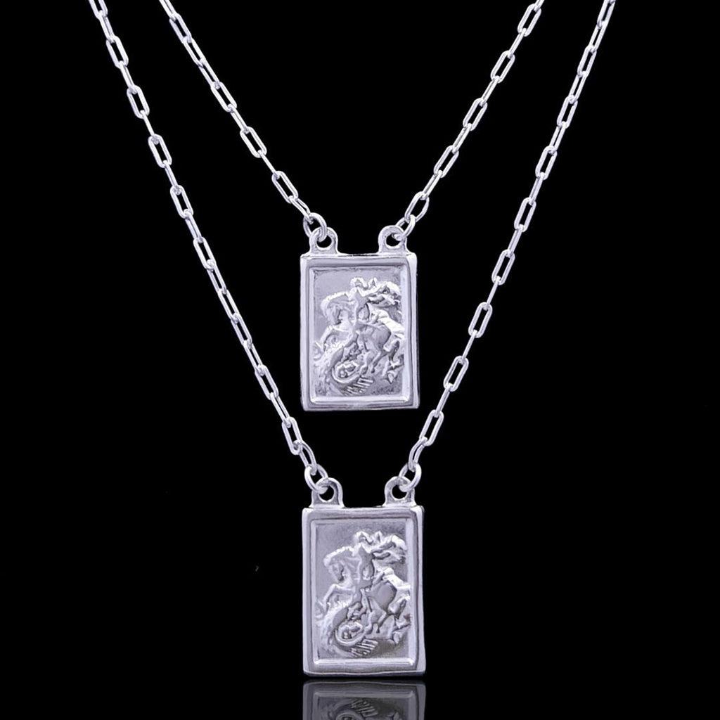 ESCAPULÁRIO SÃO JORGE (1,2mm)- 60cm - 1,5cm X 1,1cm - Prata 925 - Rei Pratas Jewelry