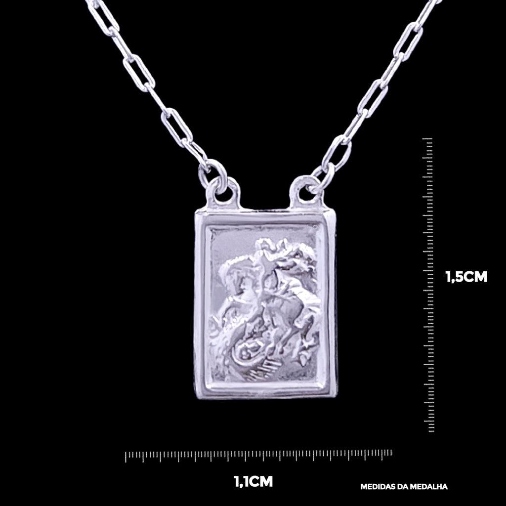 ESCAPULÁRIO SÃO JORGE (1,2mm)- 60cm - 1,5cm X 1,1cm - Prata 925 - Rei Pratas Jewelry