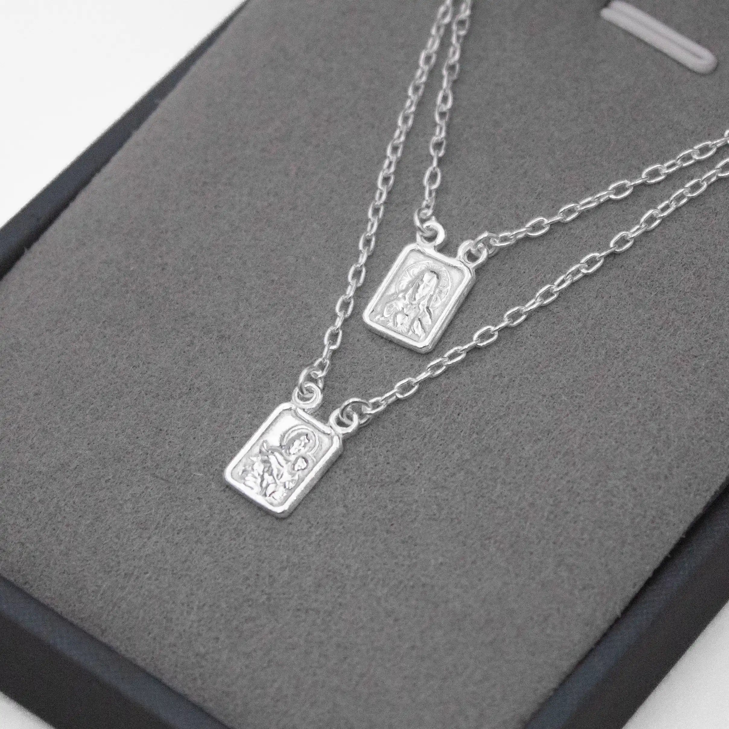 Escapulário Jesus e Nossa Sra. do Carmo em Prata 925