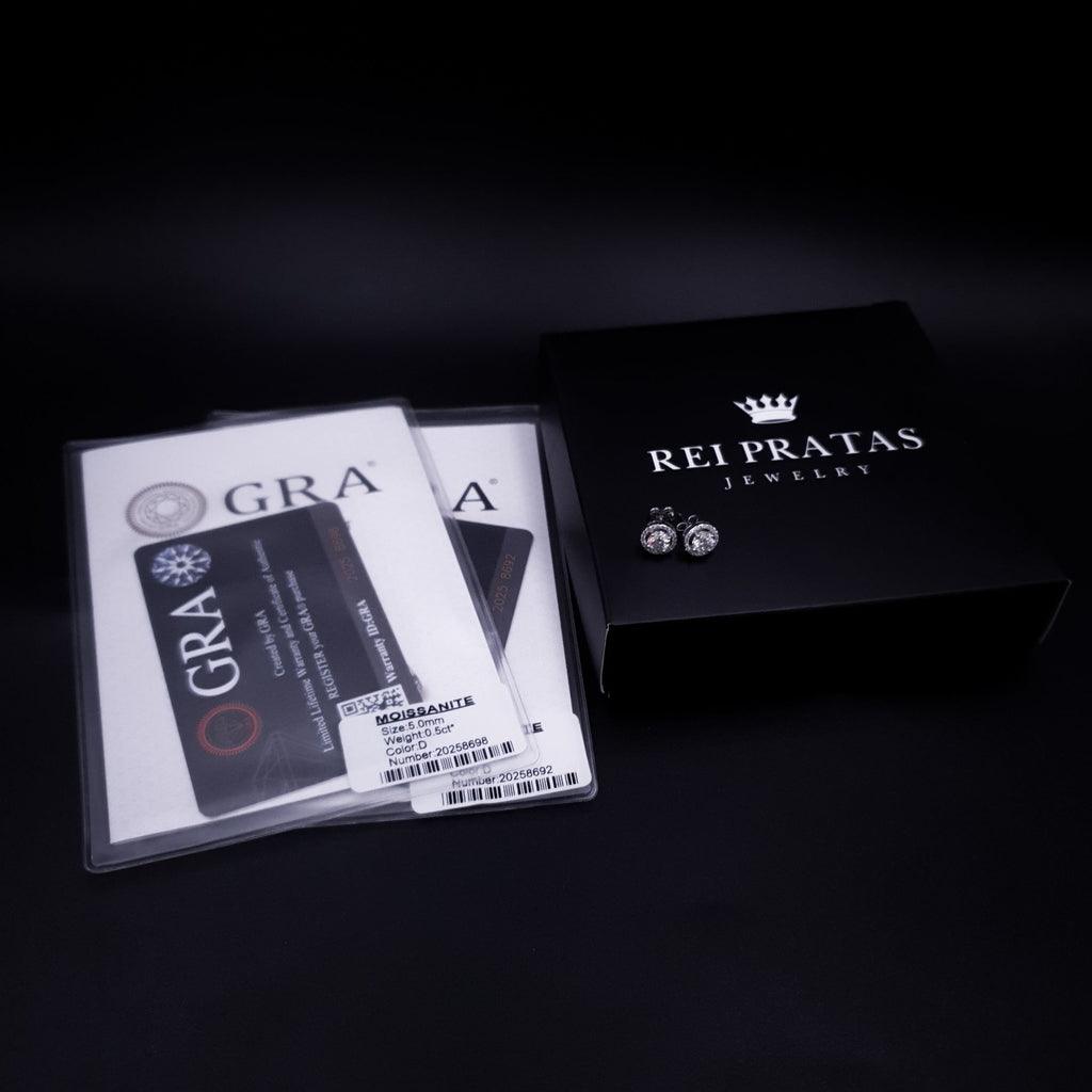 brinco masculino de prata - moissanite - prata 925