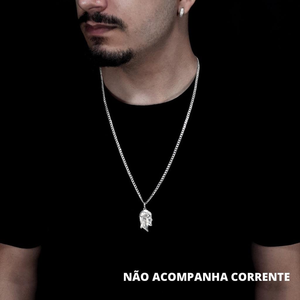 PINENTE FACE DE CRISTO DE LADO - Prata 925 - Rei Pratas Jewelry