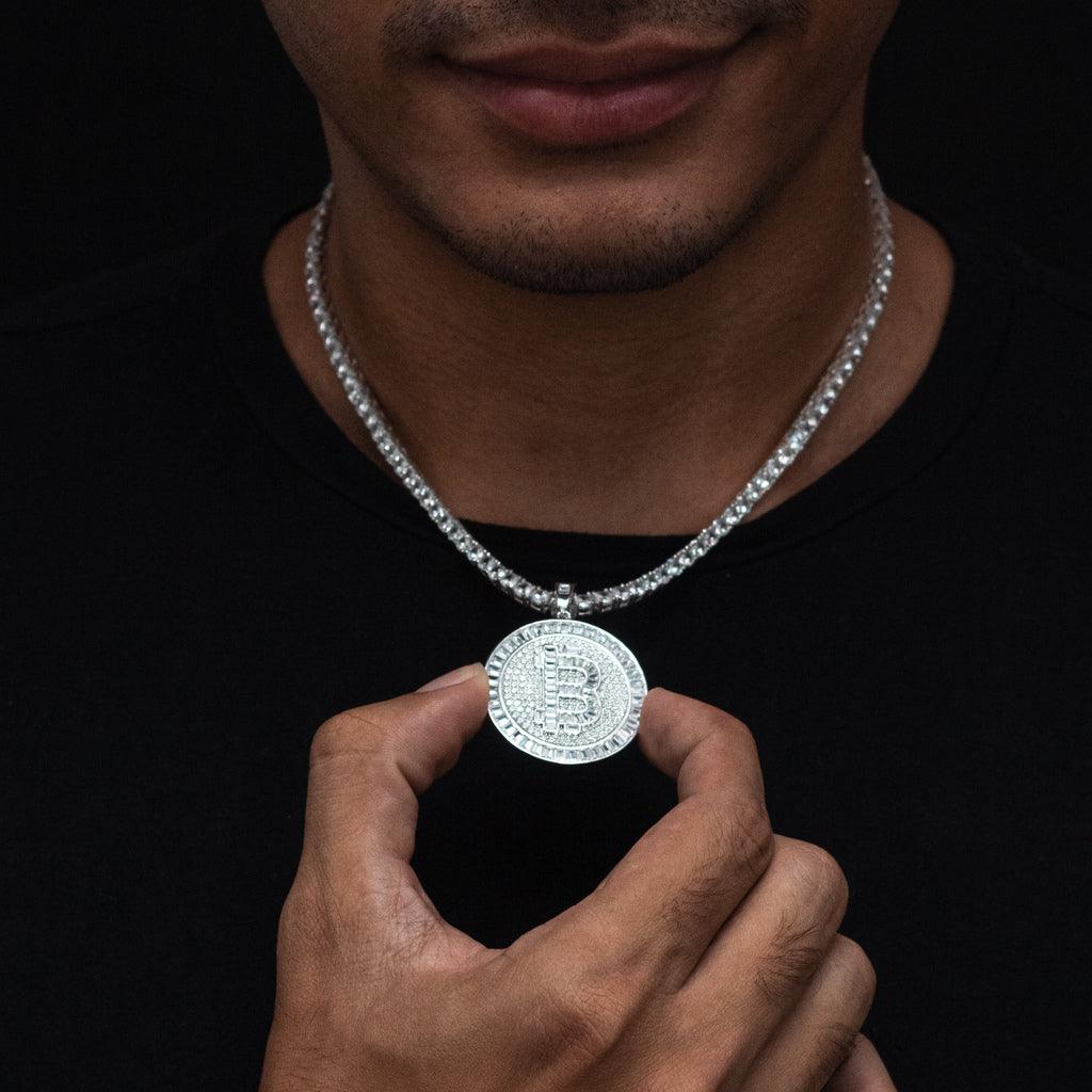 Pingente Bitcoin cravejado - Prata 925 - Rei Pratas Jewelry