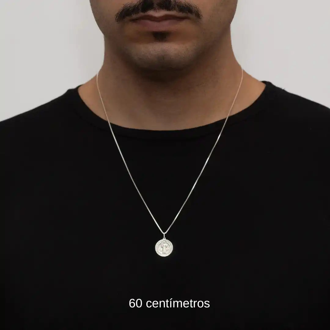 Corrente Veneziana com Pingente São Bento em Prata 925