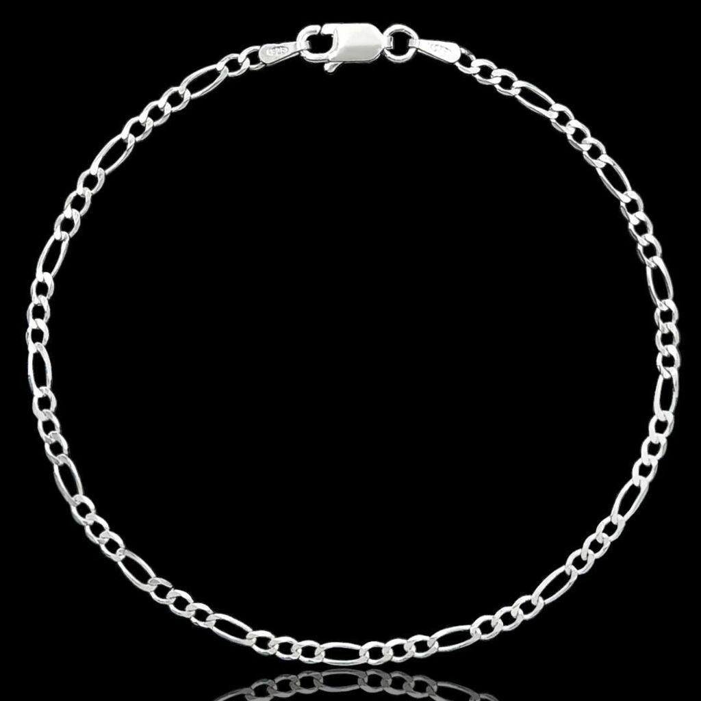 Pulseira 3x1 Fígaro 2,5mm - Prata 925 - Rei Pratas Jewelry
