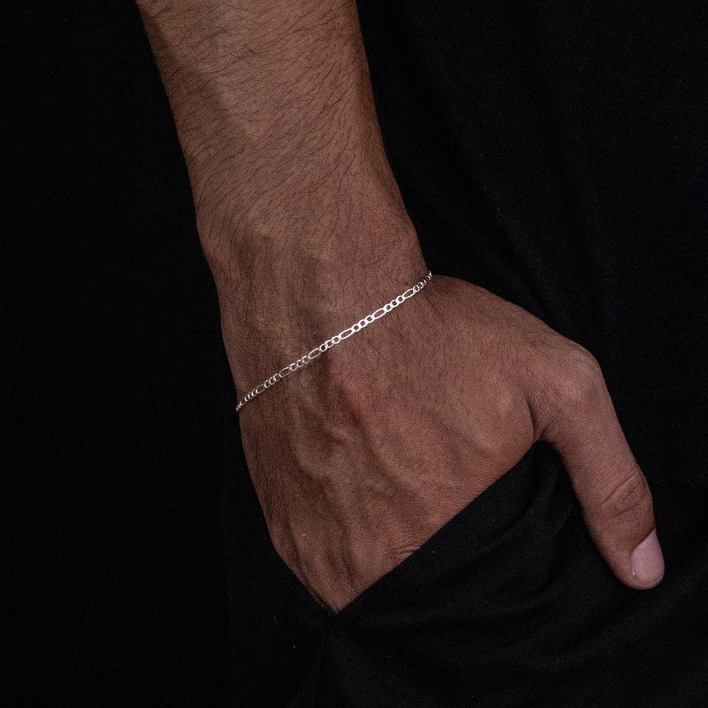 Pulseira 3x1 Fígaro 2,5mm - Prata 925 - Rei Pratas Jewelry