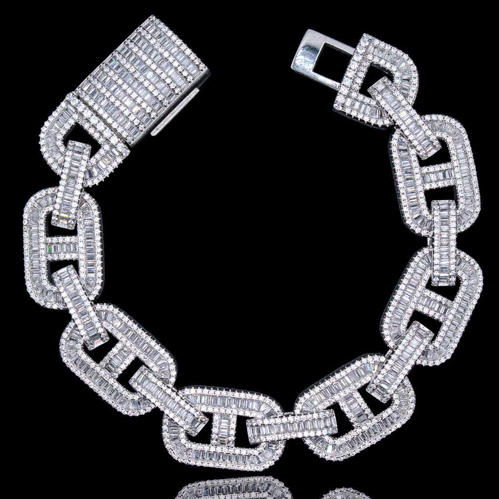 pulseira de prata masculina - mariner cravejada ice - prata 925