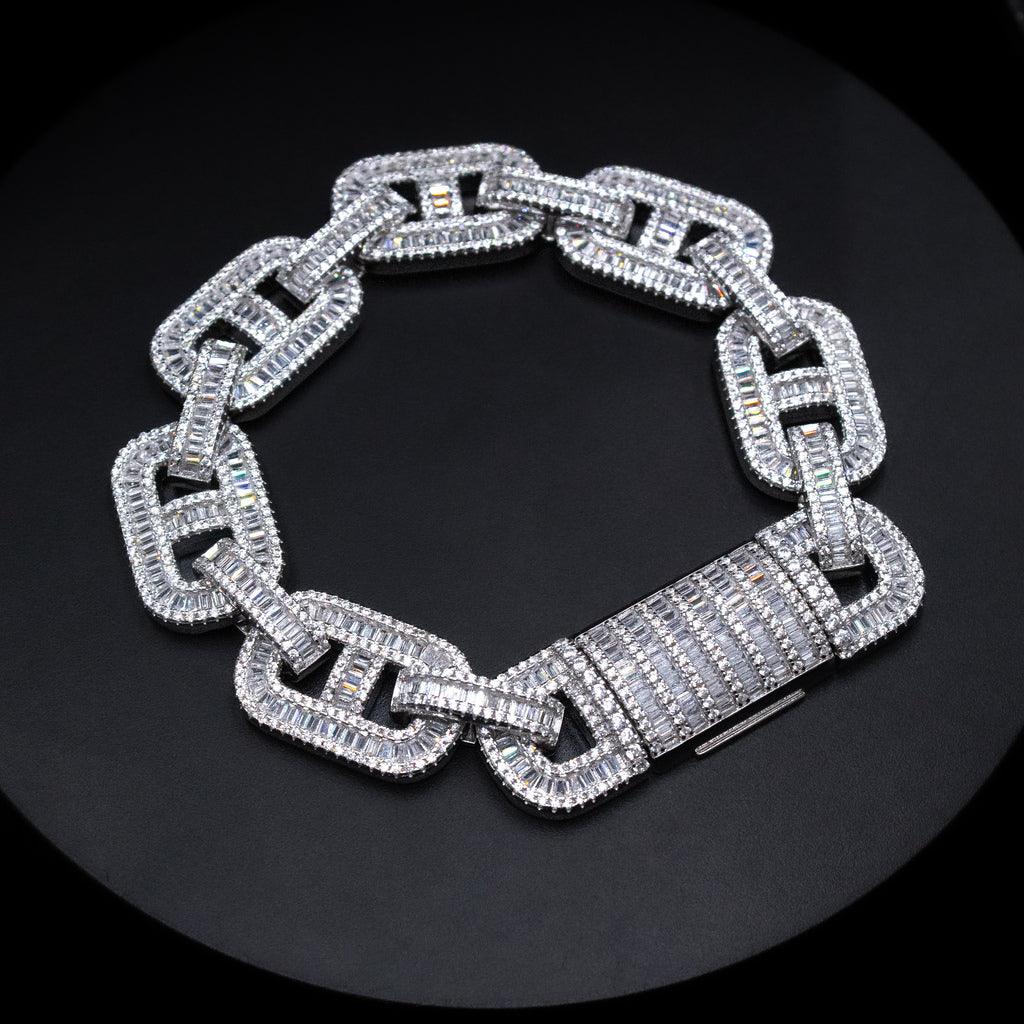 pulseira de prata masculina - mariner cravejada ice - prata 925