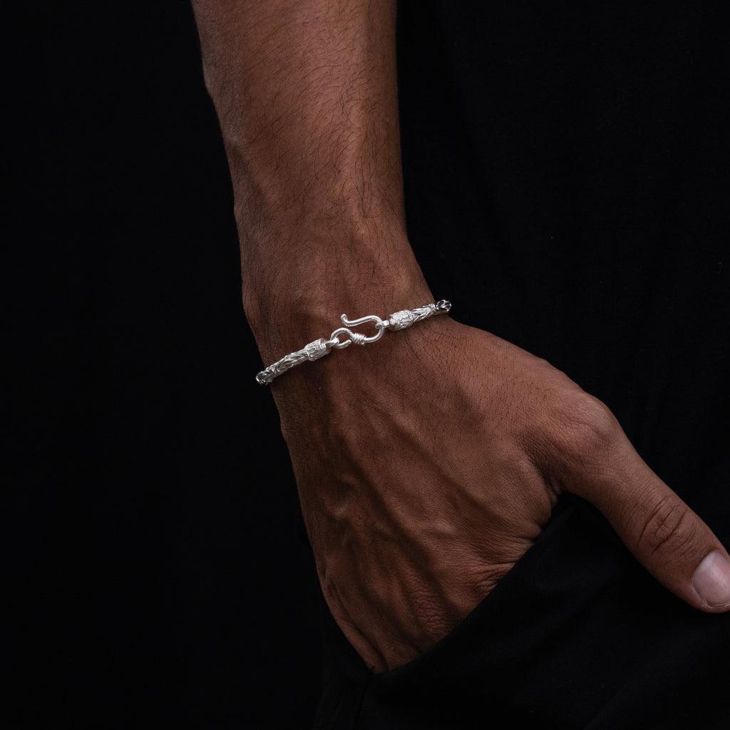 pulseira de prata masculina - bali white anzol - prata 925