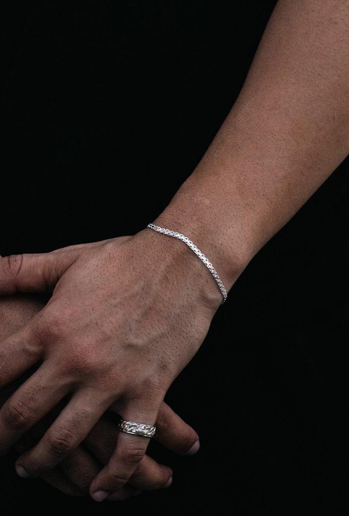 Pulseira Cadeado Duplo (3mm) - Prata 925 - Rei Pratas Jewelry