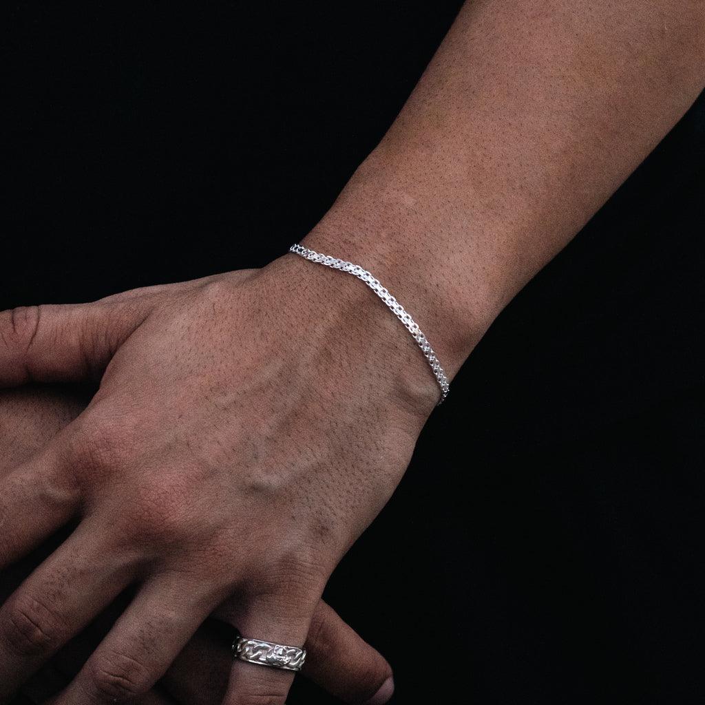 Pulseira Cadeado Duplo (3mm) - Prata 925 - Rei Pratas Jewelry