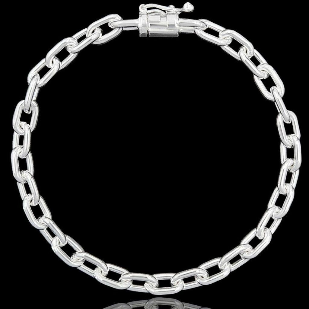 pulseira de prata masculina - cartier cadeado 5mm - prata 925