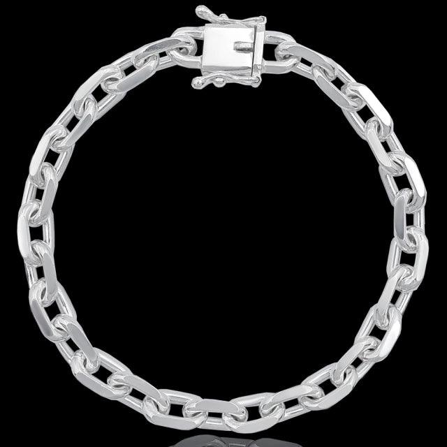 pulseira de prata masculina - cartier cadeado 7mm - prata 925