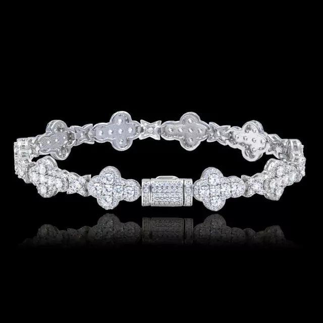 pulseira de prata masculina - round cravejada  - prata 925