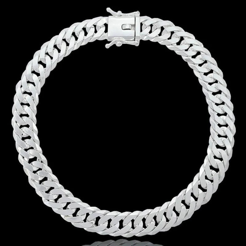 pulseira de prata masculina - grumet duplo 8mm - prata 925