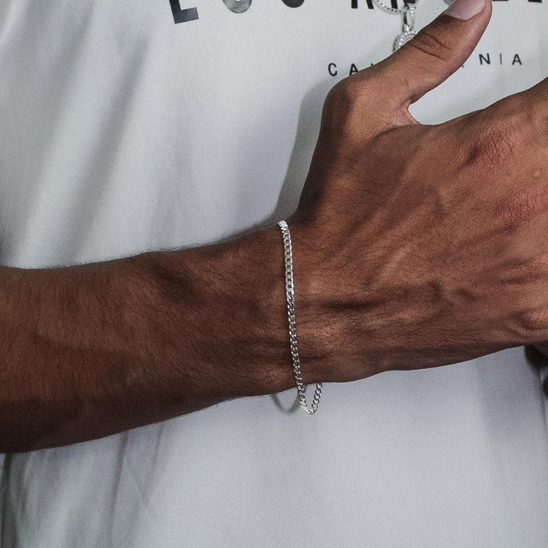 pulseira de prata masculina - grumet escama 3mm - prata 925