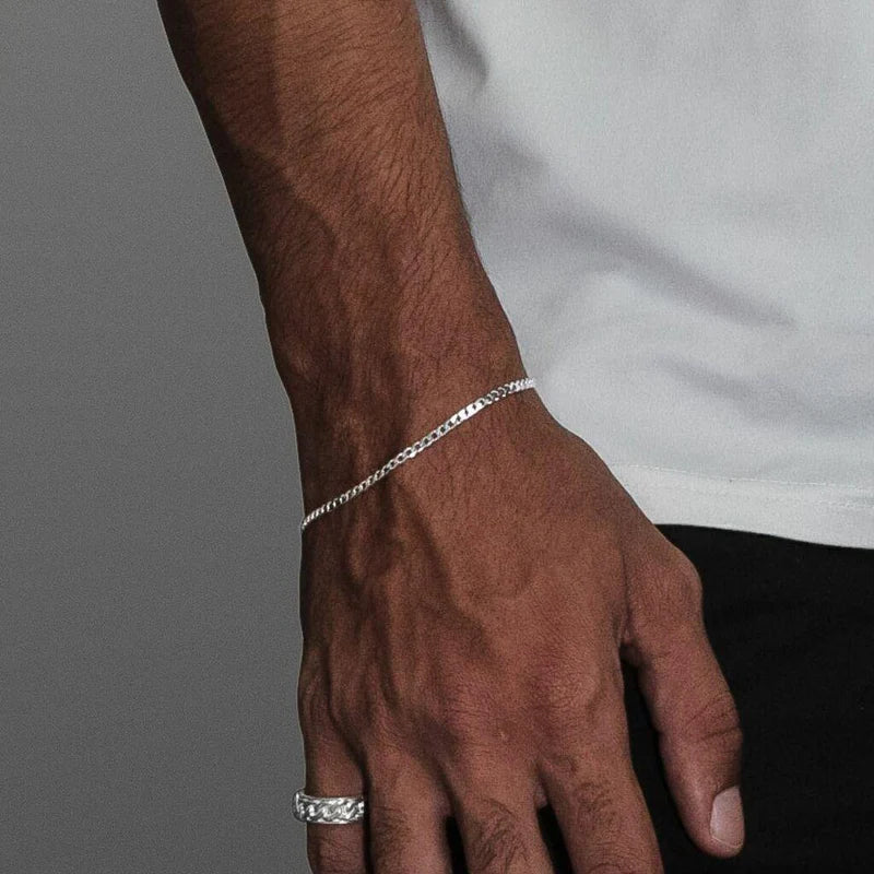 pulseira de prata masculina - grumet escama 3mm - prata 925