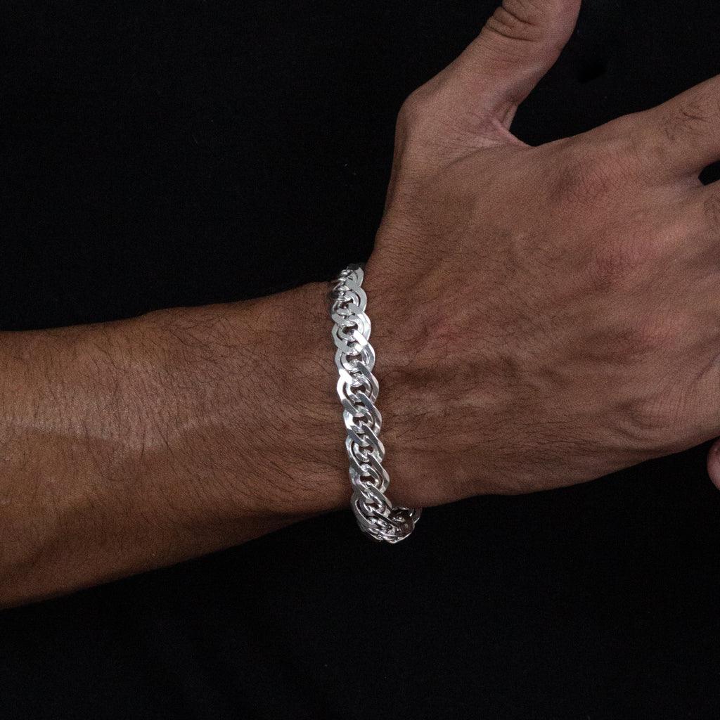 pulseira de prata masculina - carioca 13mm - prata 925