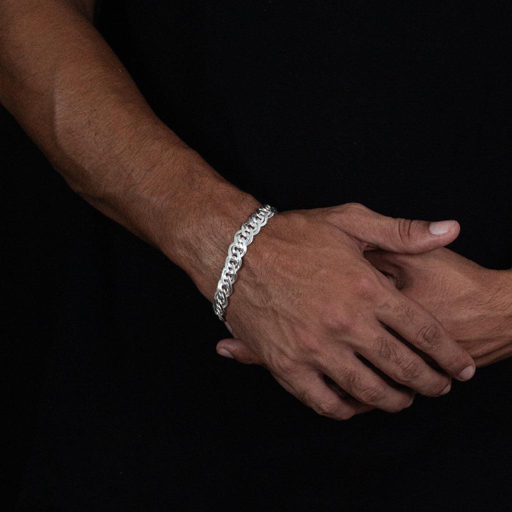 pulseira de prata masculina - carioca 13mm - prata 925